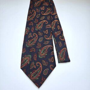 Domenico Franco Tie Men's 100% Italian Silk Necktie Paisley Pattern Blue